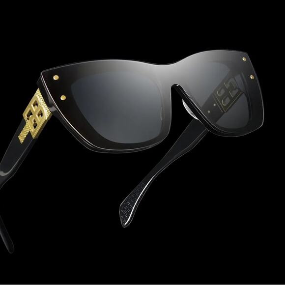New! BUGATTI 48L-BK Elegant Cat Eye Luxury Black Sunglasses, Authentic main image 4